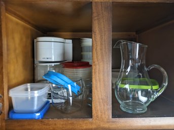 Cabinet Of Food Storage Items & Coffee Maker