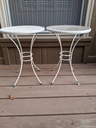 Pair Of White Metal Side Table/plant Stands