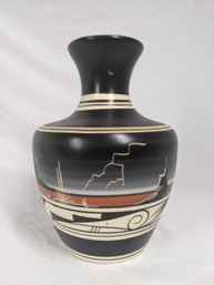 9 Inch Tall Rainbow Signature Navajo Pottery Vase