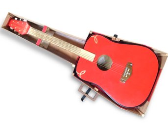 Handmade Leroy Davison Brick Orange, Six String Guitar With Funky Case