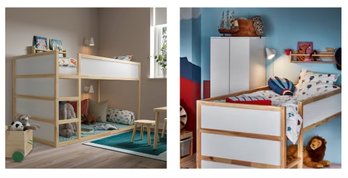 Great Kid's Small Loft Bed-  IKEA- KURA Reversible Bed, White/pine, Twin