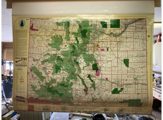 Cool Vintage Big Rollup Hearne Brothers OFFICIAL EARTH SCIENCE POLYCONIC PROJECTION MAP OF COLORADO