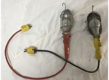 Two Corded Vintage Hanging Shop/Trouble Lights