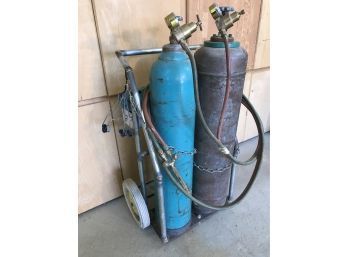 Oxygen Acetylene Torch Kit On Rolling Cart, With Welding Mask