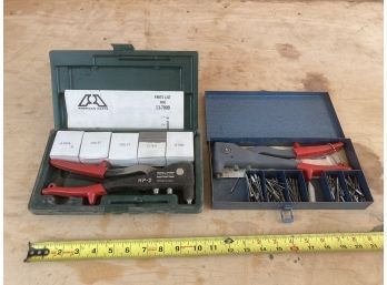 2 Great Rivet Sets With Rivet Guns And Assortment Of Rivets In Carrying Cases