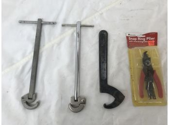 3 Hook Tape Spanner Wrenches And Snap Ring Pliers In Original Box