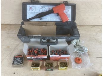 Renton Brand Power Actuated Tool In Original Case With Variety Of Loads And Fasteners