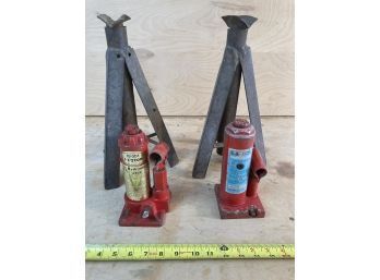 1 1/2 Ton Hydraulic Jack & 5 Ton Hydraulic Jack, With Set Of Jack Stands
