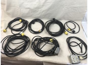 GREAT VALUE!!! Big Box Of Heavy Duty Extension Cords, Some With Outlet Junction Boxes(see Photos)