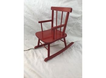 Vintage Red Wooden Child Size Rocking Chair