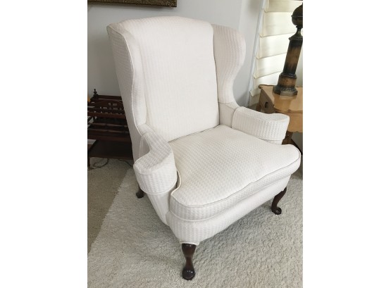 Beautifully Upholstered White Textured Wingback- Dimensions In Photo