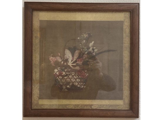 Beautifully Framed Amazing Print - Chinese, Ming Dynasty (1368-1644) BASKET FILLED WITH FLOWERS-
