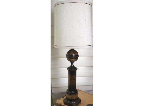 Pair Of Side Table Lamps With Two Tone Wood Base (see Photos For Size)