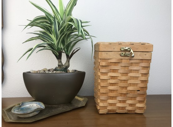 Faux Bamboo & Basket With Lid