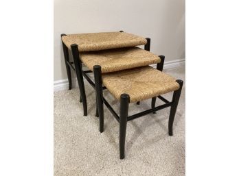 Trio Of Woven Top Nesting Tables