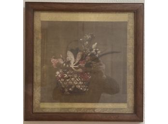Beautifully Framed Amazing Print - Chinese, Ming Dynasty (1368-1644) BASKET FILLED WITH FLOWERS-