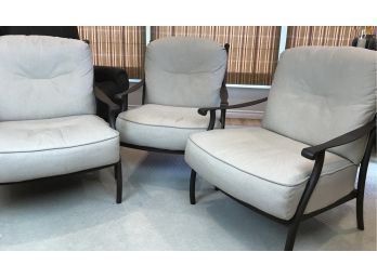 3 Mallin Luxury Cast Aluminum Frame Patio Chairs- Excellent Condition- High End Brand