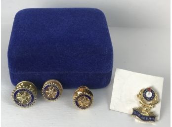 Assortment Of Gold Pins For Organizations - Rotary International & Elks