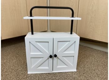 White Cabinet With Shelf-could Be Hung As Shown Or Flipped  With Towel Bar- See Photos