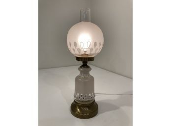 Delicate Etched Glass Globe Table Lamp