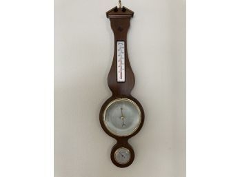 Beautiful Wood Tone Banjo Weather Station With Barometer, Thermometer And Hygrometer