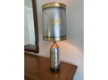 Silver And Gold Leaf Table Lamp With Blossoms & Branch Motif