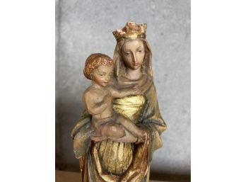 Vintage Italian Made Anri Wooden Madonna And Child Statue