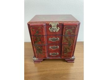 Ornate Asian Dragon Motif Jewelry Box With