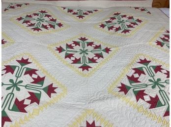 Wonderful Vintage Handmade Quilt With Handwritten Note Of The History Of This Quilt & Its Design