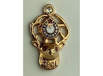 Vintage Gold Elk Lodge Pin With Jewel Eyes And Jewel Between Horns