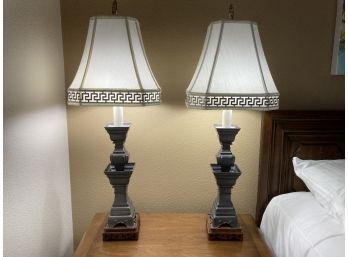 Set Of Sophisticated Ornate Asian Motif Lamps