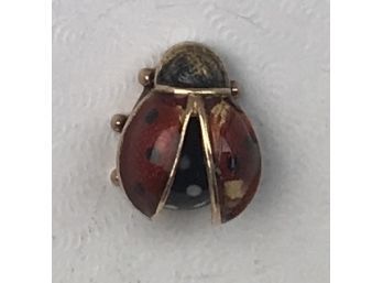 14K Gold Enamel Ladybug Pin