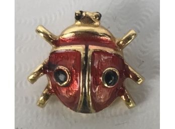 14k Gold Red Enamel Ladybug Pin