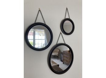 Stylish Trio Of Hanging Mirrors - Size Noted In Photos