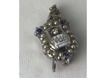 Vintage Fraternity Pin With Pearl And Jewel Inset