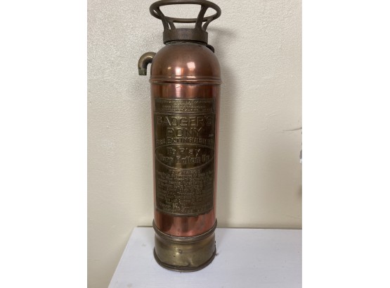 Antique Copper Badgers Pony Brand Fire Extinguisher