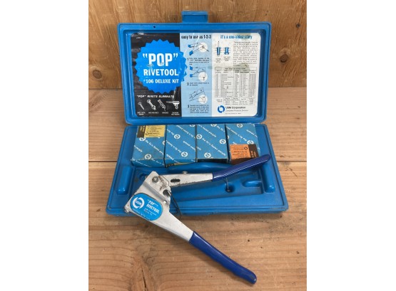 Pop Rivet Tool With Assortment Of Rivets In Blue Case