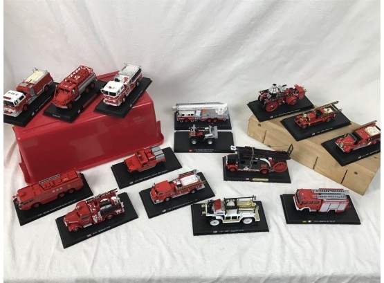 Extensive Collection Of  Die Cast Firetrucks On Stands With Year & Model - Great Condition