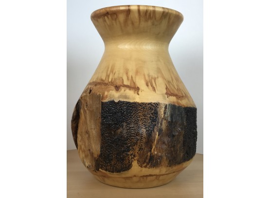 Beautiful Big Hand Turned Wooden Vase By Artist W Campbell Of Gunnison CO