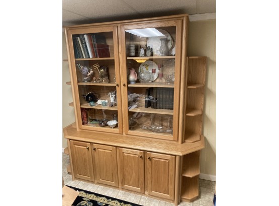 Beautiful Two-part Wooden Glass Door Hutch (Contents Sold Separately/not Included)
