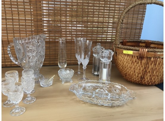 Beautiful Collection Of  Vintage Cut Crystal And Etched Glass Drink And Serve Ware