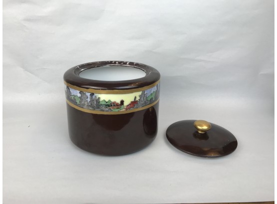 Hand Painted Lidded Porcelain Container With Inscription Which Appears To Read Fletcher  December  1912
