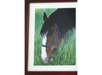 Framed Watercolor Painting Of A Horse
