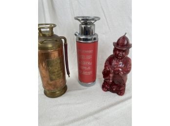 Novelty McCormick Vodka Antique Fire Extinguisher Decanter & Thirst Extinguisher With Fireman Candle