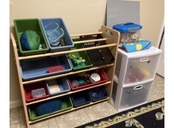 Childrens Toy Storage With Collection Of Toys & Crafting Supplies (see Photos)