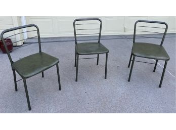 Set O Three Green Vintage Folding Chairs