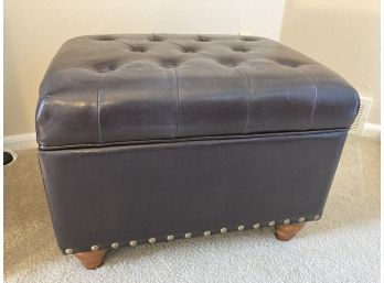 Nice Padded Leather Footstool/trunk With Hinged Lid