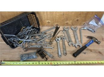 Huge Assortment Of Wrenches Featuring A Couple Really Big Wrenches In Black Basket (see Photos)