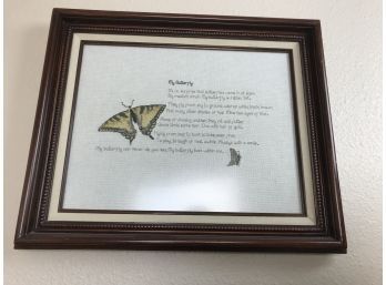 Embroidered Framed Butterfly Poem