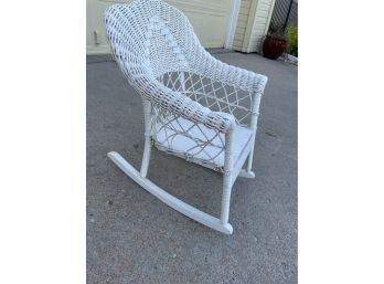 Small/childrens Sized Whitesized White Wicker Rocking Chair